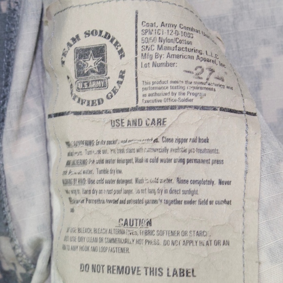 Team Soldier Certified Gear Combat Army Coat S Reg - Picture 6 of 8